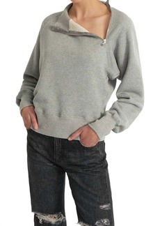 Marissa Webb So Uptight Funnel Neck Zip Sweatshirt In Heather Grey