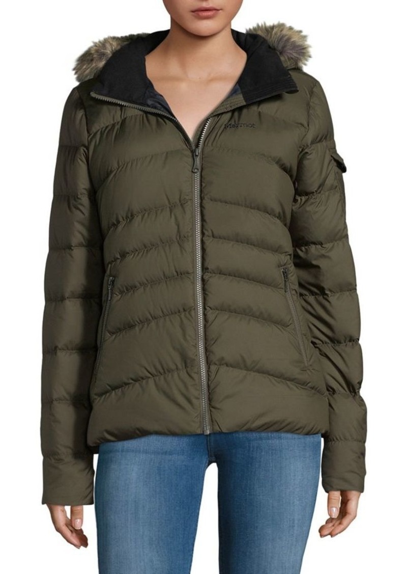 Faux Fur Hooded Zipper Outerwear