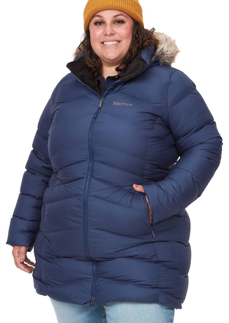 MARMOT Women's Montreal Mid-Thigh Length Down Puffer Coat - Plus Arctic Navy