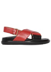 Marni 20mm Crisscross Leather Flat Sandals