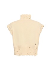 Marni Distressed Cotton Knit Turtleneck Vest