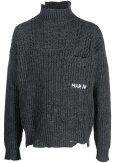 Marni distressed-finish cable-knit jumper