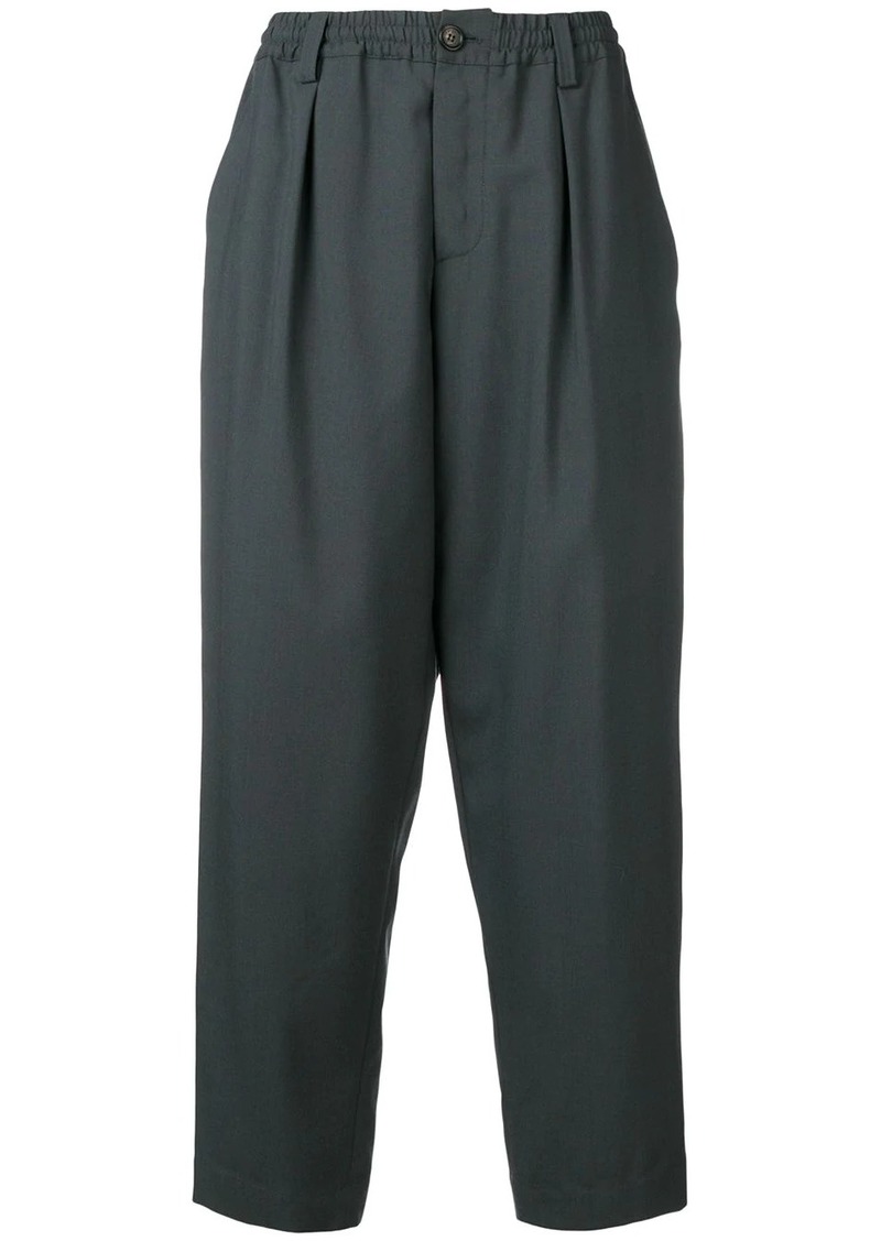 elastic waist tapered trousers