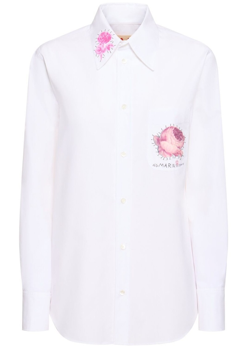 Marni Embroidered Cotton Poplin Shirt
