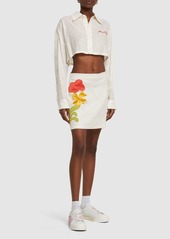 Marni Embroidered Linen Blend Mini Skirt