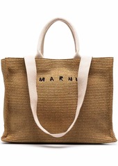 Marni logo-lettering raffia tote bag