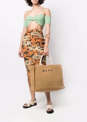 Marni logo-lettering raffia tote bag