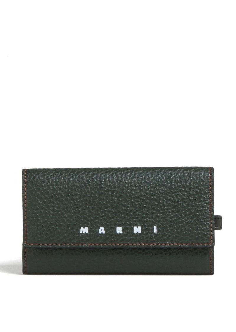 Marni logo-print leather key case