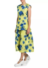 Marni Flared Floral Cotton Midi-Skirt