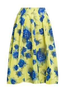 Marni Flared Floral Cotton Midi-Skirt