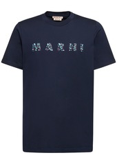 Marni Floral Logo Print Cotton Jersey T-shirt
