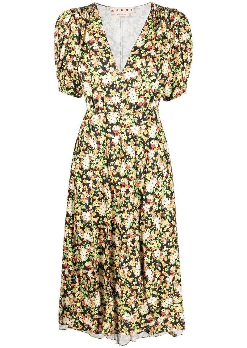 Marni floral-print midi dress