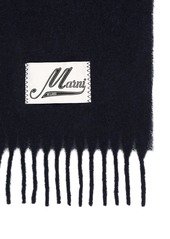 Marni Fringed Alpaca Blend Scarf W/logo