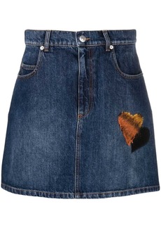 Marni heart-appliqué denim miniskirt
