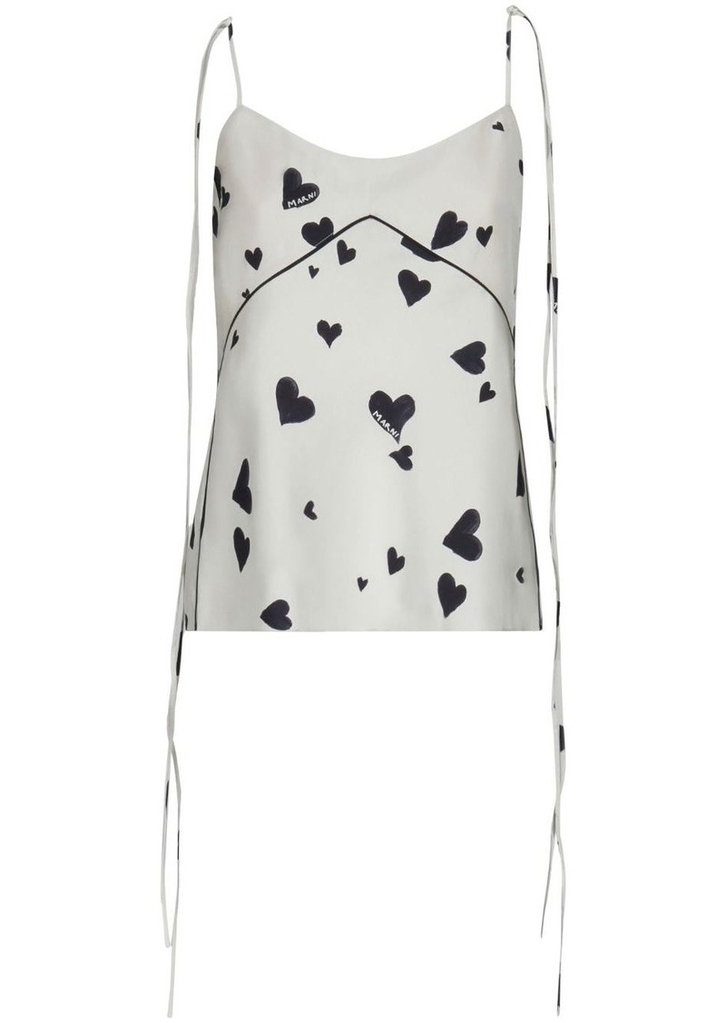 Marni Bunch of Hearts silk camisole top