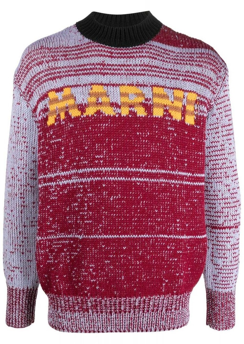 Marni intarsia-knit-logo virgin-wool sweater