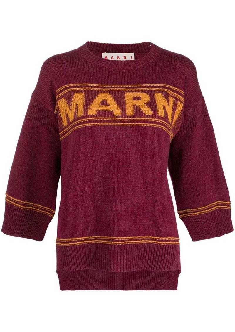 Marni intarsia-logo virgin-wool sweater