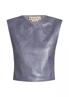 Marni Leather-Front Crop Top