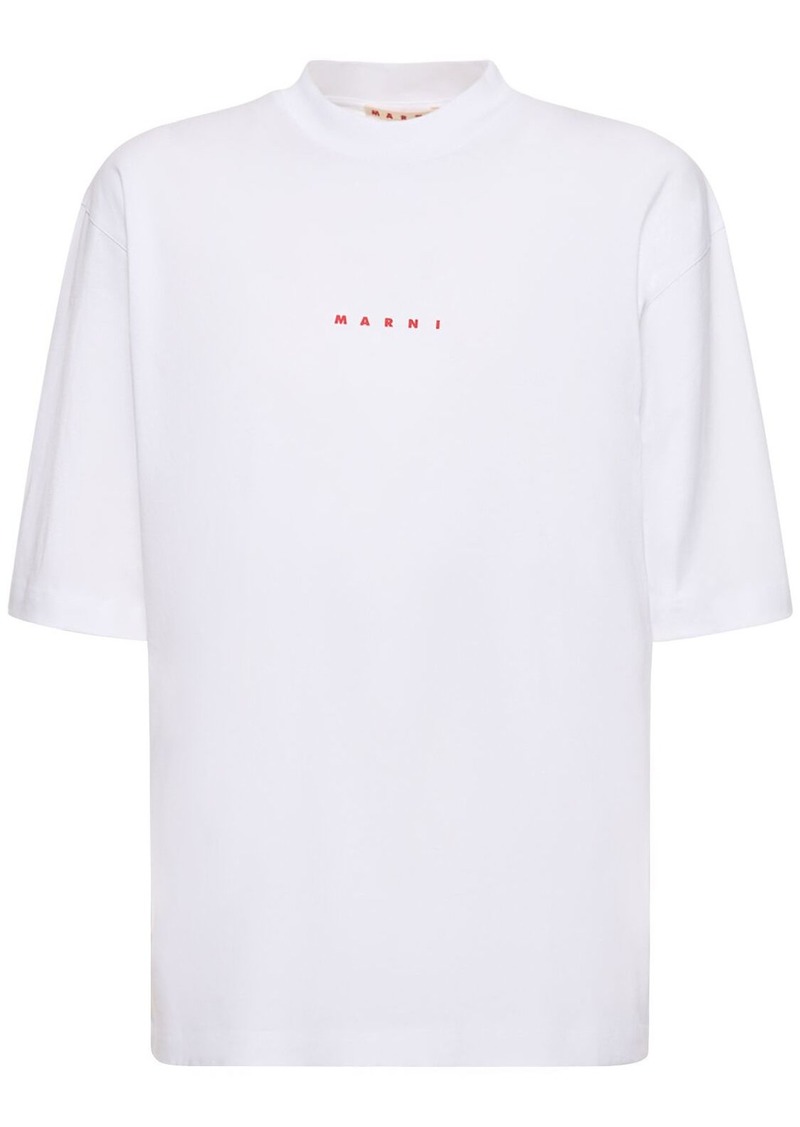 Marni Logo Cotton Jersey Crewneck T-shirt