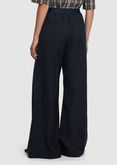 Marni Logo Elastic Waist Flared Wool Pants