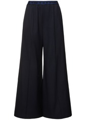 Marni Logo Elastic Waist Flared Wool Pants