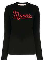 Marni logo-embrodiered crew neck jumper
