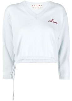 Marni logo-embroidered cashmere cropped jumper