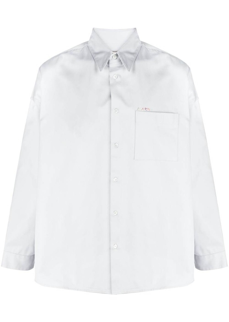 Marni logo-embroidered cotton shirt