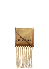 Marni logo embroidered fringe crossbody bag