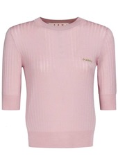 Marni logo-embroidered ribbed jumper