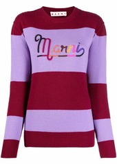 Marni logo-embroidered striped jumper