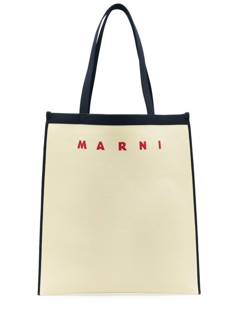 Marni logo embroidery tote bag