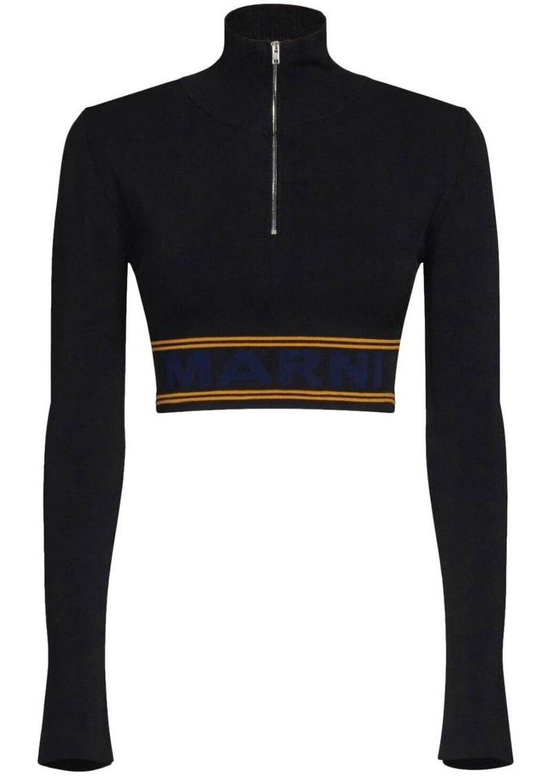 Marni logo-underband cropped jumper