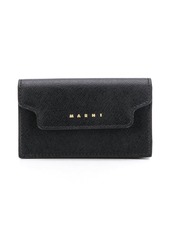 Marni logo-print leather card case