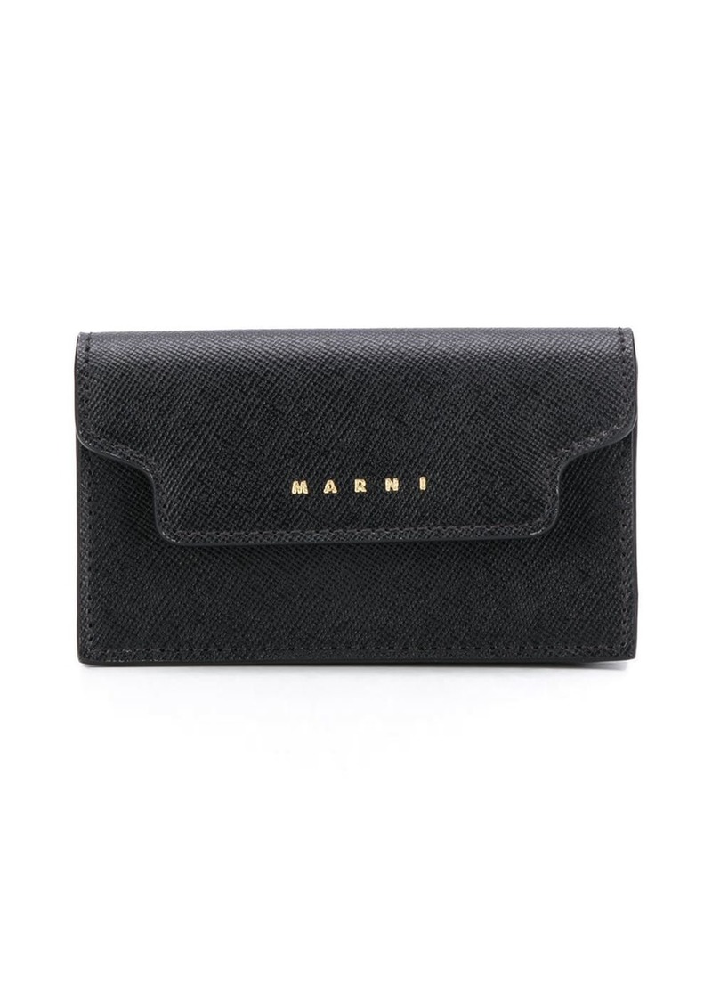 Marni logo-print leather card case