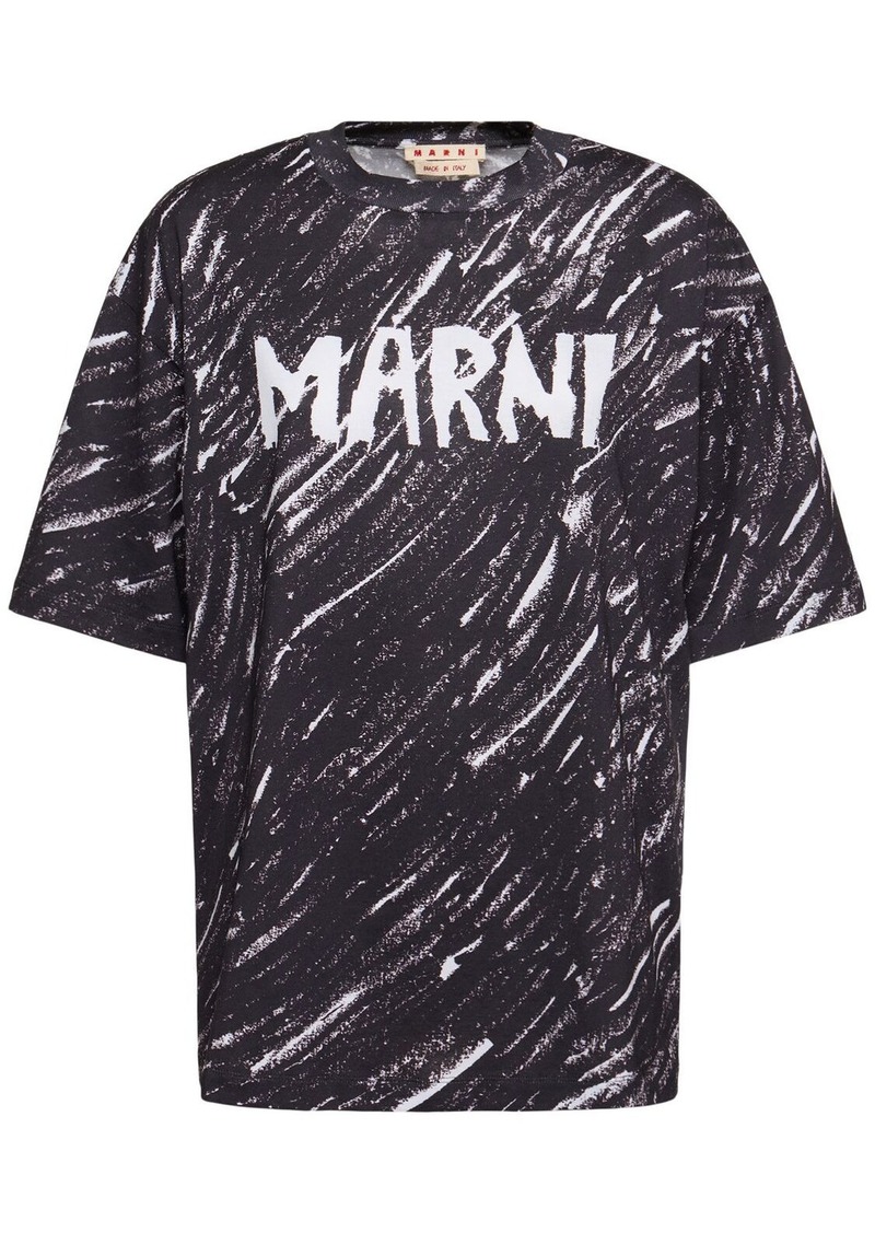 Marni Logo Print Cotton Jersey T-shirt