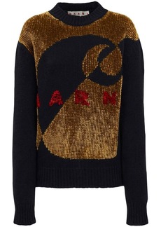 Marni logo print knitted sweater