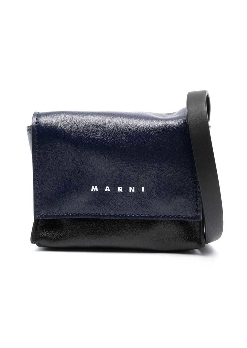 Marni logo-print leather crossbody bag