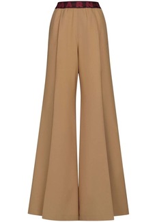 Marni logo-waistband wool flared trousers