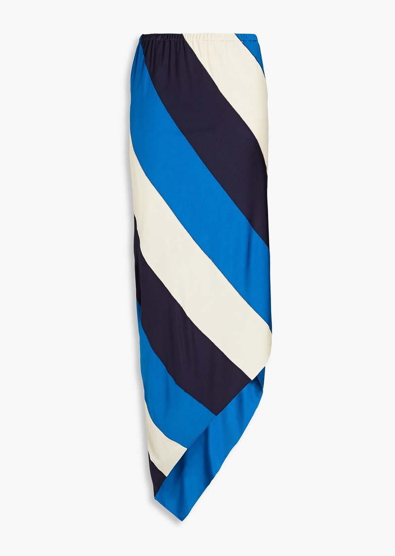 Marni - Asymmetric striped satin-jersey midi skirt - Blue - IT 40