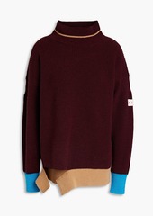 Marni - Asymmetric wool and cotton-blend turtleneck sweater - Burgundy - IT 44