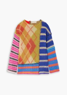 Marni - Brushed patchwork-effect jacquard-knit mohair-blend sweater - Multicolor - IT 46
