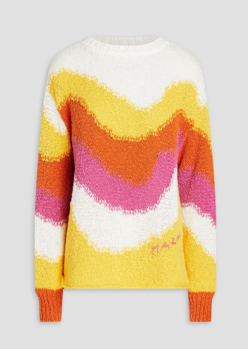 Marni - Color-block cotton sweater - White - IT 40