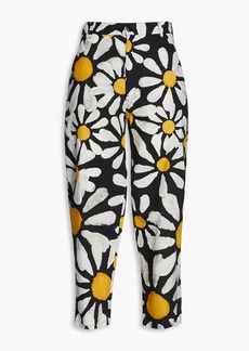 Marni - Cropped floral-print cotton-poplin tapered pants - Black - IT 38