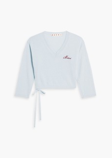 Marni - Cropped logo-embroidered cashmere sweater - Blue - IT 42