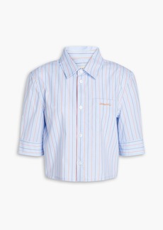 Marni - Cropped striped cotton-poplin shirt - Blue - IT 44