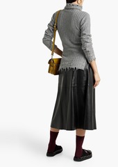 Marni - Distressed ribbed wool turtleneck sweater - Gray - IT 44