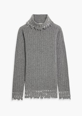 Marni - Distressed ribbed wool turtleneck sweater - Gray - IT 46