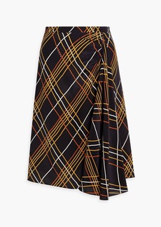 Marni - Draped checked silk crepe de chine skirt - Black - IT 36