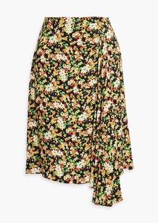 Marni - Draped floral-print crepe skirt - Yellow - IT 36